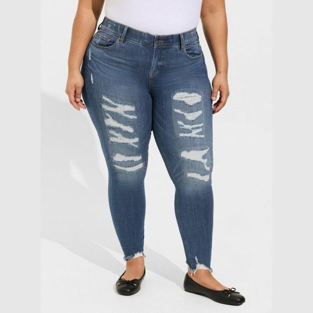 Torrid Bombshell Skinny High Rise Destructed Jeans Womens Plus Size 26